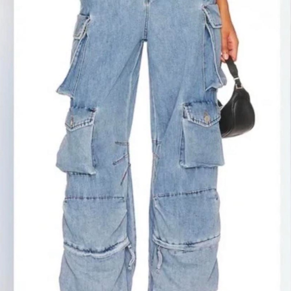 Women's Blue Cargo Jeans AFRM revolve Parker cargo Jeans